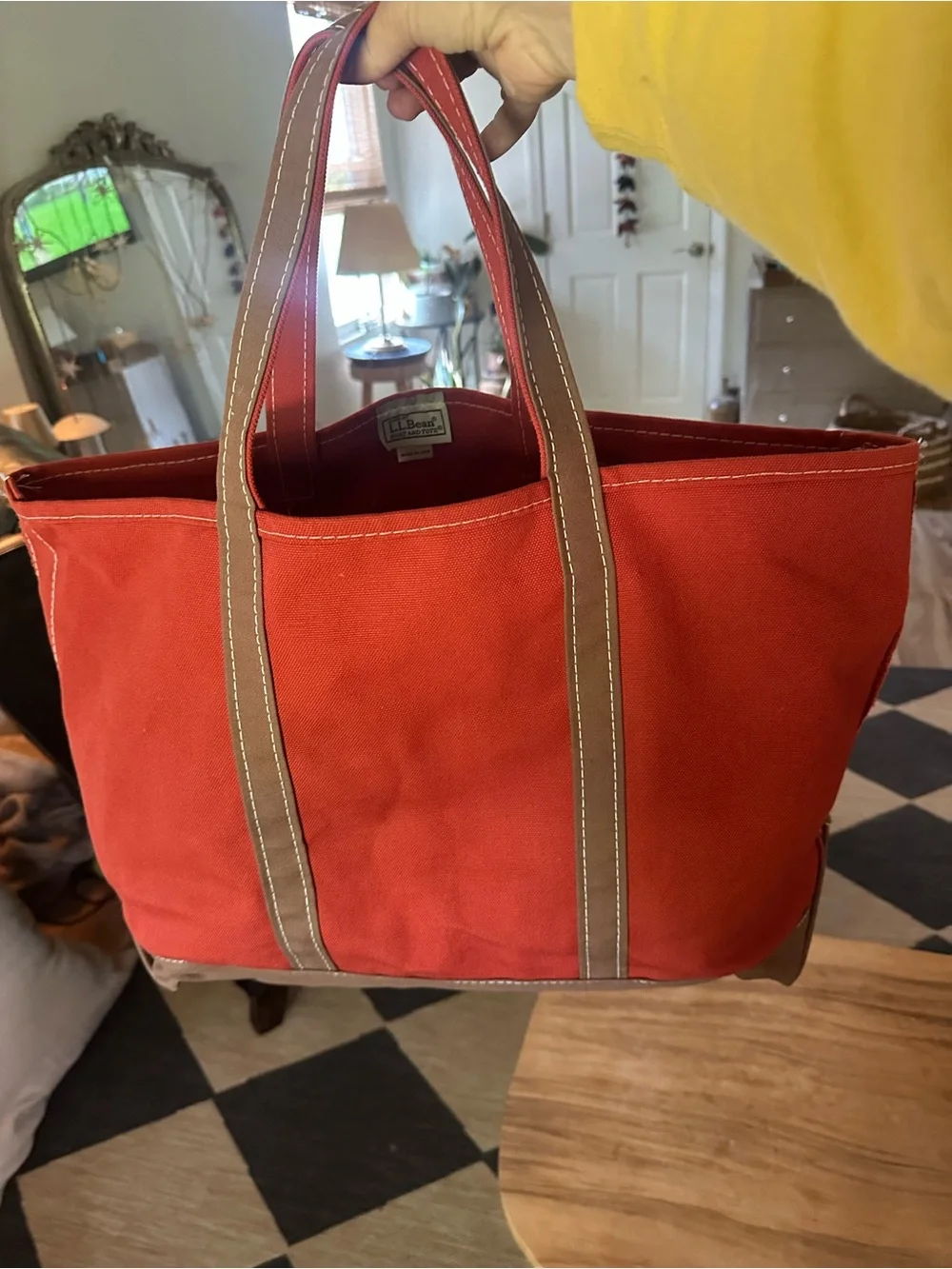 Vintage L.L. Bean Rust red brown trim boat and tote Canvas no holes or rips - Picture 2 of 7